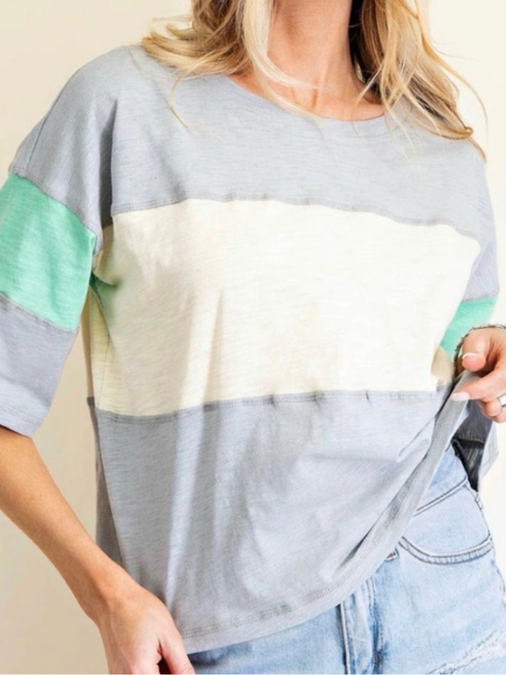 Anthropologie Boxy Colorblock TShirt: Size M